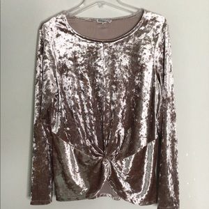 Pleione Crushed Velvet Twist Front Top M Long Slv